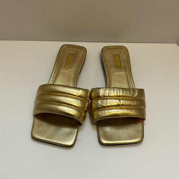 Top shop Pampas Padded Flat Sandals in Gold 40 - Picture 2 of 10